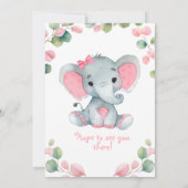 Invitation au Baby shower d'éléphant de fille vert (Dos)