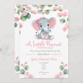 Invitation au Baby shower d'éléphant de fille vert (Devant / Derrière)