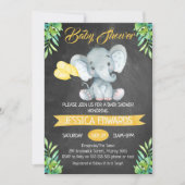 Invitation au Baby shower d'éléphant de tableau no (Devant)