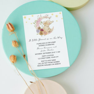Invitation au Baby shower d'éléphant doux