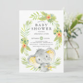 Invitation au Baby shower d'éléphant neutre (Debout devant)