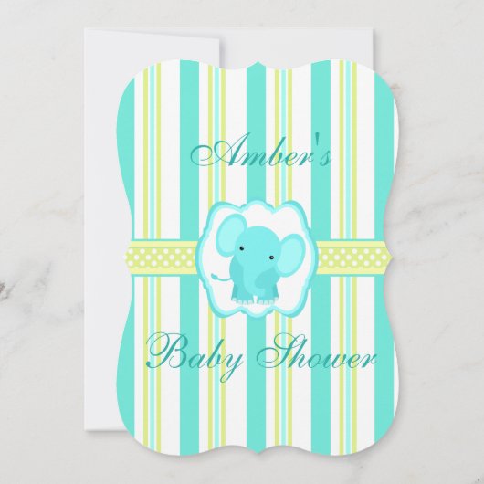 Invitation au Baby shower d'éléphant rayé (Dos)