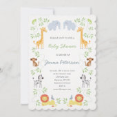 Invitation au Baby shower des animaux d'arche de N (Devant)