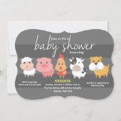 Invitation au Baby shower des animaux de ferme (Devant)