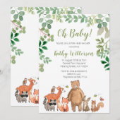 Invitation au Baby shower des animaux de verdure d (Devant / Derrière)