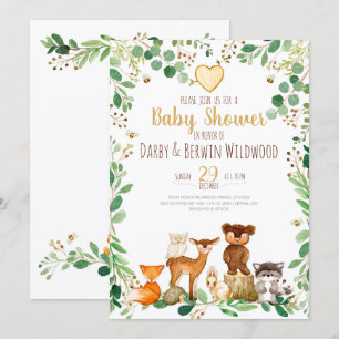 Invitation au Baby shower des animaux des bois
