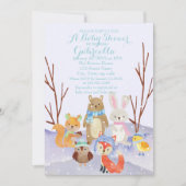 Invitation au Baby shower des animaux des bois d'h (Devant)