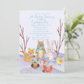 Invitation au Baby shower des animaux des bois d'h (Debout devant)