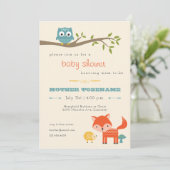 Invitation au Baby shower des animaux des bois - h (Debout devant)