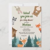 Invitation au Baby shower des animaux forestiers (Devant)