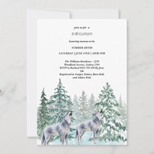 Invitation au Baby shower des animaux forestiers (Devant)