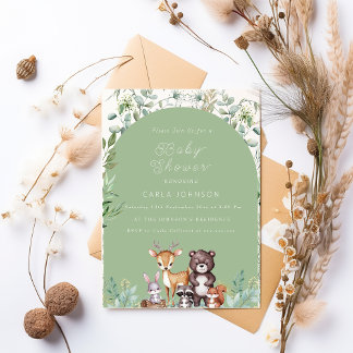 Invitation au Baby shower des animaux forestiers