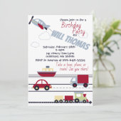 Invitation au Baby shower des avions, des trains e (Debout devant)