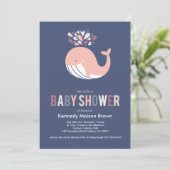 Invitation au Baby shower des baleines bleues (Debout devant)
