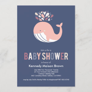 Invitation au Baby shower des baleines bleues