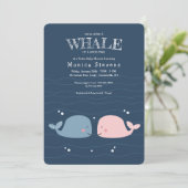 Invitation au Baby shower des baleines jumelles (Debout devant)