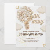 Invitation au Baby shower des ballons à ours modif (Devant / Derrière)