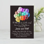 Invitation au Baby shower des ballons arc-en-ciel (Debout devant)