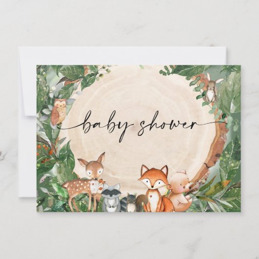 Invitation au Baby shower des bois (Dos)
