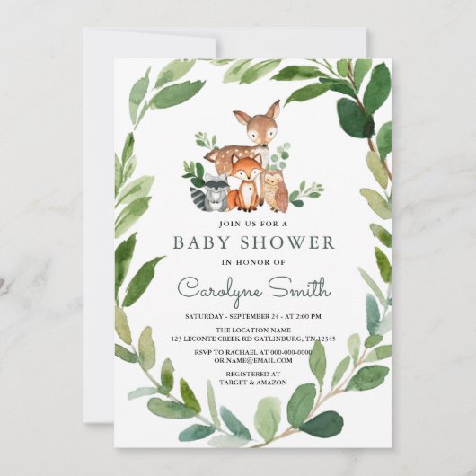 Invitation au Baby shower des bois (Devant)