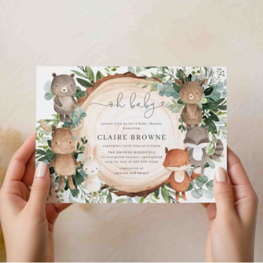 Invitation au Baby shower des bois