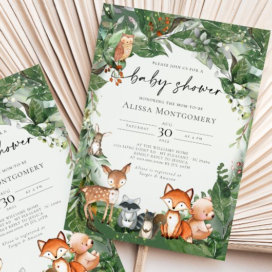Invitation au Baby shower des bois