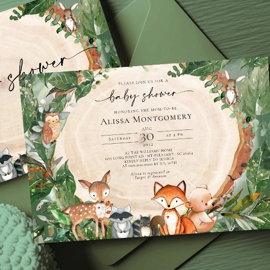 Invitation au Baby shower des bois