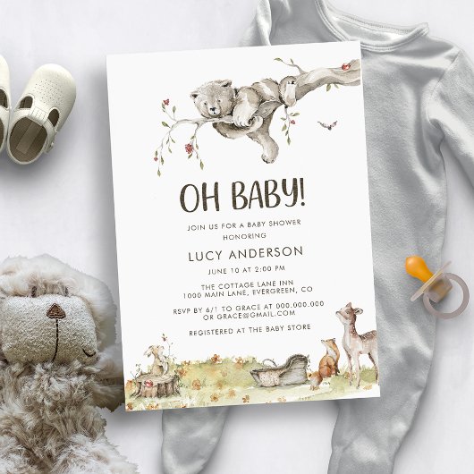 Invitation au Baby shower des bois