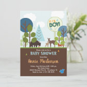 Invitation au Baby shower des bois, Animaux forest (Debout devant)