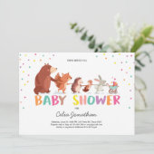 Invitation au Baby shower des bois Animaux foresti (Debout devant)