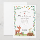 Invitation au Baby shower des bois de Whimsical (Devant / Derrière)