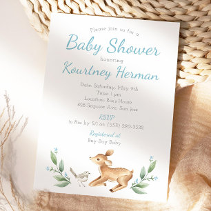Invitation au Baby shower des bois d'oiseaux et de