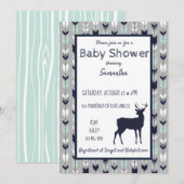 Invitation au Baby shower des bois - Monnaie/Marin (Devant / Derrière)