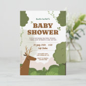 Invitation au Baby shower des bois - Thème du cerf (Debout devant)