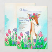 Invitation au Baby shower des cerfs de printemps (Devant / Derrière)