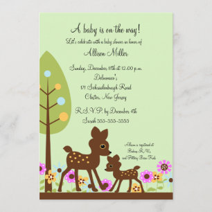 Invitation au Baby shower des cerfs de Woodland