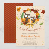 Invitation au baby shower des chouettes, baby show (Devant / Derrière)