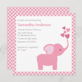 Invitation au Baby shower des Coeurs des éléphants (Devant / Derrière)