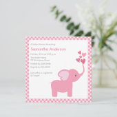 Invitation au Baby shower des Coeurs des éléphants (Debout devant)