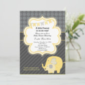 Invitation au Baby shower des éléphants jaunes (Debout devant)