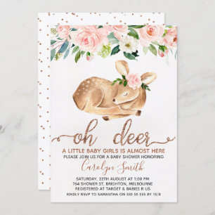 Invitation au Baby shower des filles Blush Floral