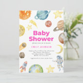Invitation au Baby shower des filles de l'espace e (Debout devant)
