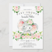 Invitation au Baby shower des filles d'éléphants d (Devant)