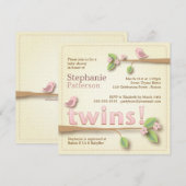 Invitation au Baby shower des filles douces de Bir (Devant / Derrière)