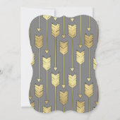 Invitation au Baby shower des flèches gris et or (Dos)