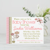 Invitation au Baby shower des fleurs et des papill (Debout devant)