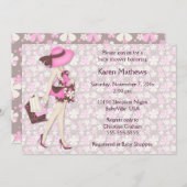 Invitation au Baby shower des fleurs rétro (CA ros (Devant / Derrière)