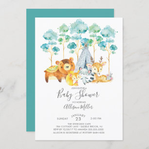 Invitation au Baby shower des forêts tribales