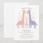 Invitation au Baby shower des Giraffes jumelles (Devant / Derrière)
