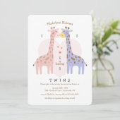 Invitation au Baby shower des Giraffes jumelles (Debout devant)